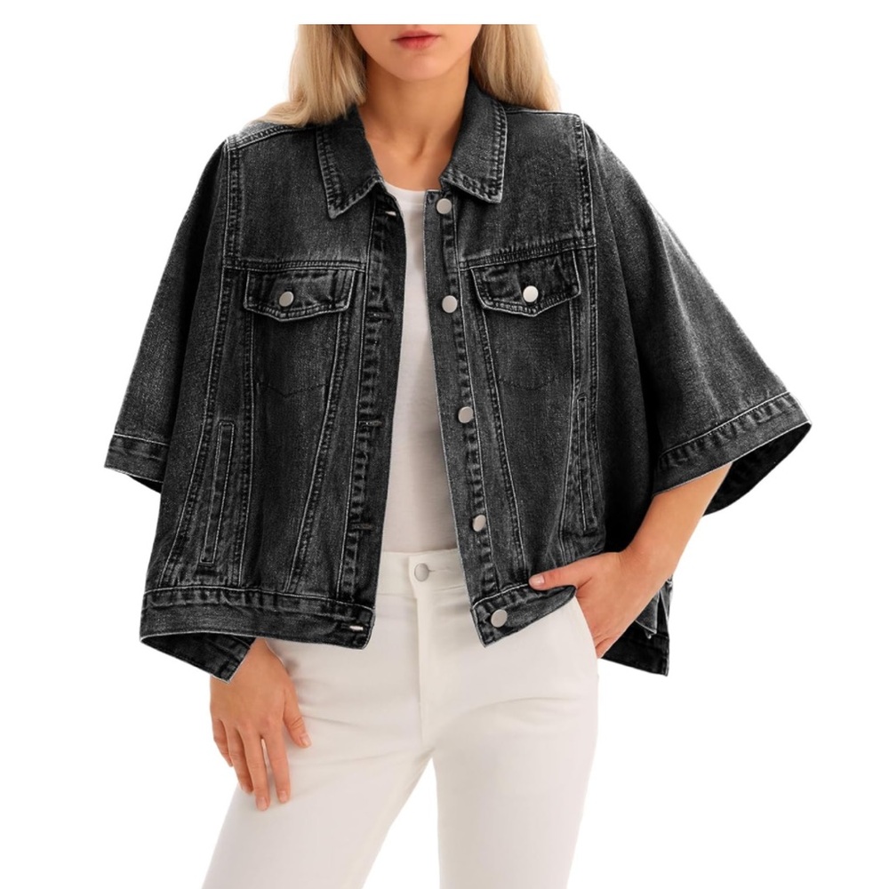 Womens Jean Jacket Oversized cap Short Sleeve- (chose yours)s-xxl